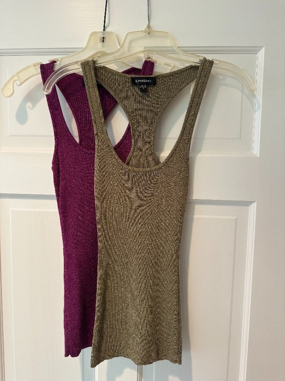 Bebe Metallic Ribbed Racerback Tank Bundle M